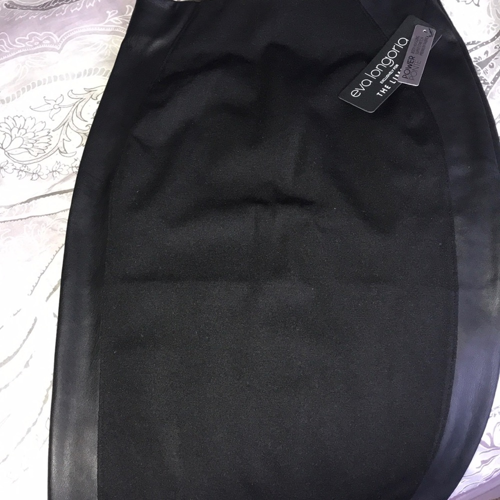 Black knee length skirt with leather sides